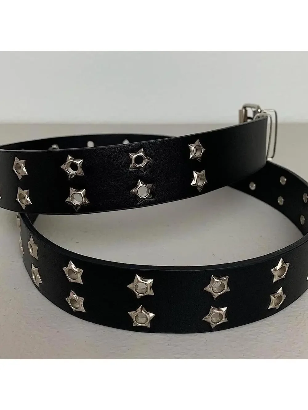 Essential Y2k 2000s style studded punk goth black and silver belt. Great